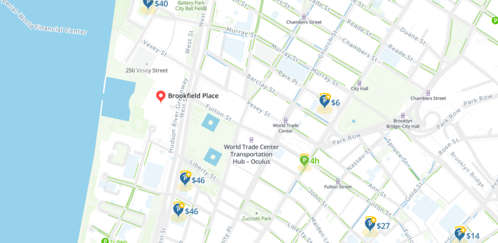 Brookfield Place Parking Map