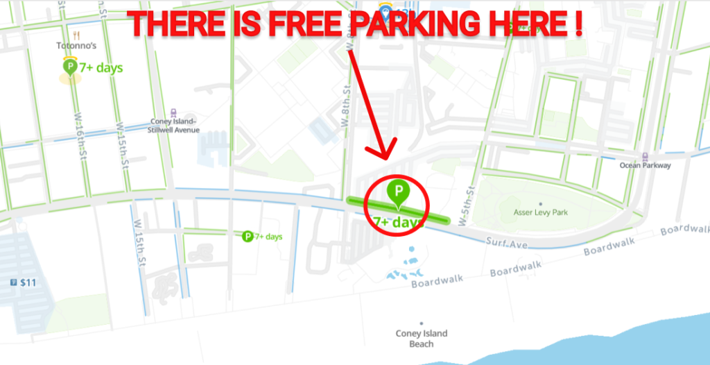 New York Aquarium Free Parking Map