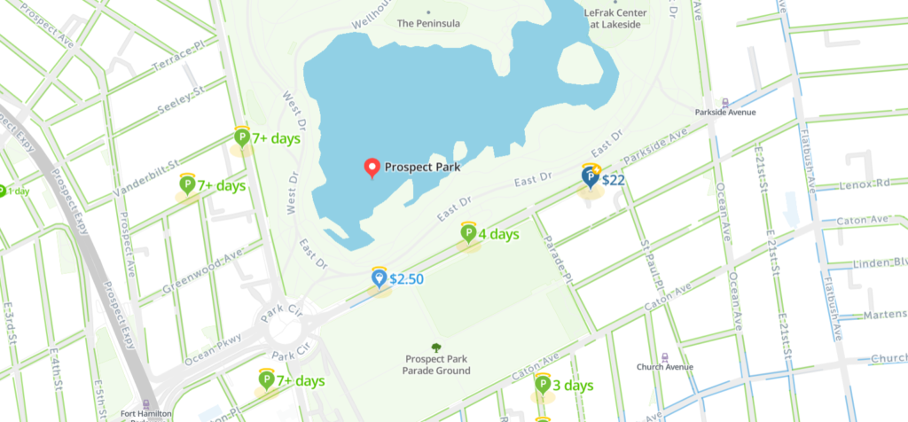 Prospect Park Parking Map