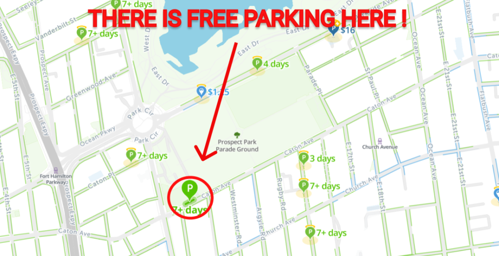 Prospect Park Free Parking Map