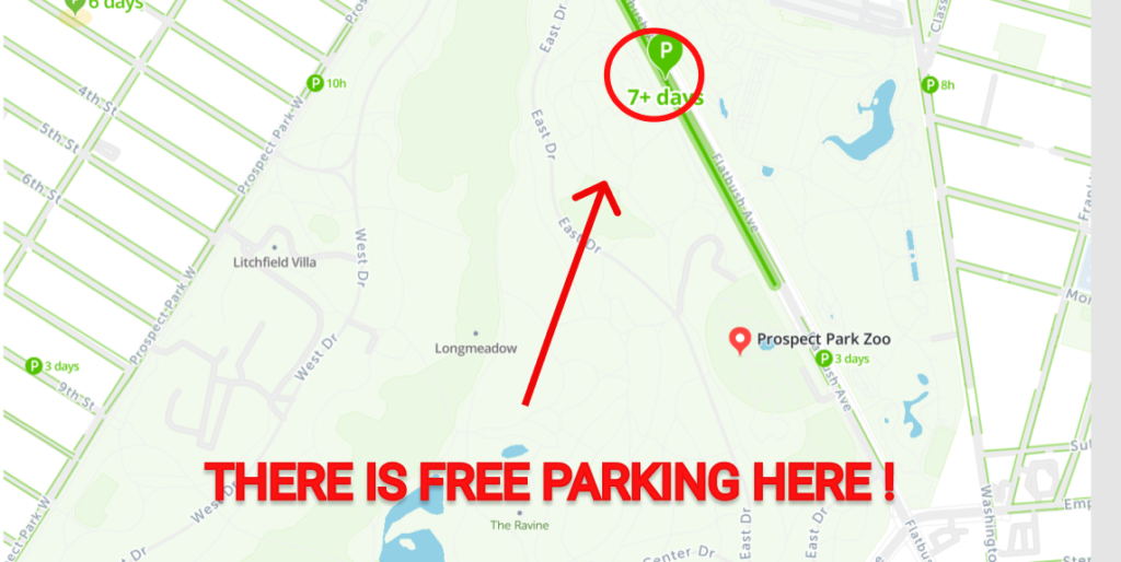 Prospect Park Zoo Free Parking Map