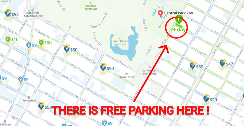 Central Park Zoo Free Parking Map