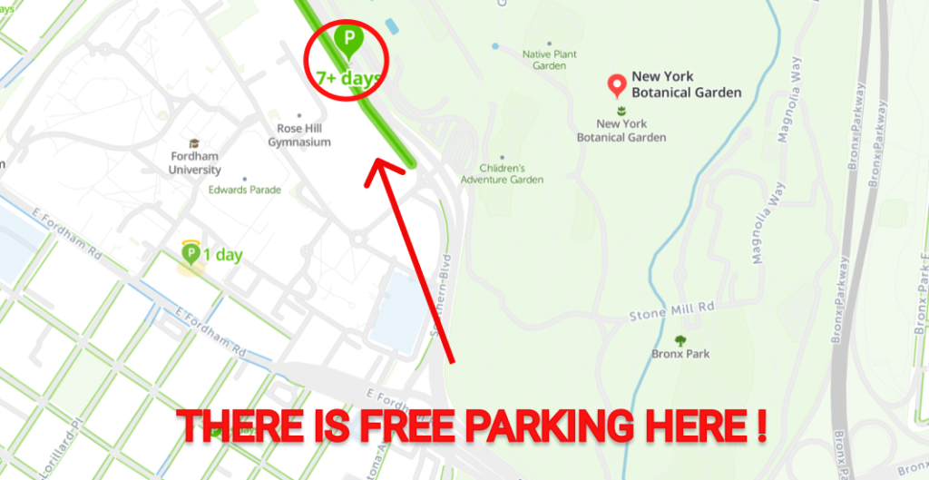 Botanical Garden Free Parking Map
