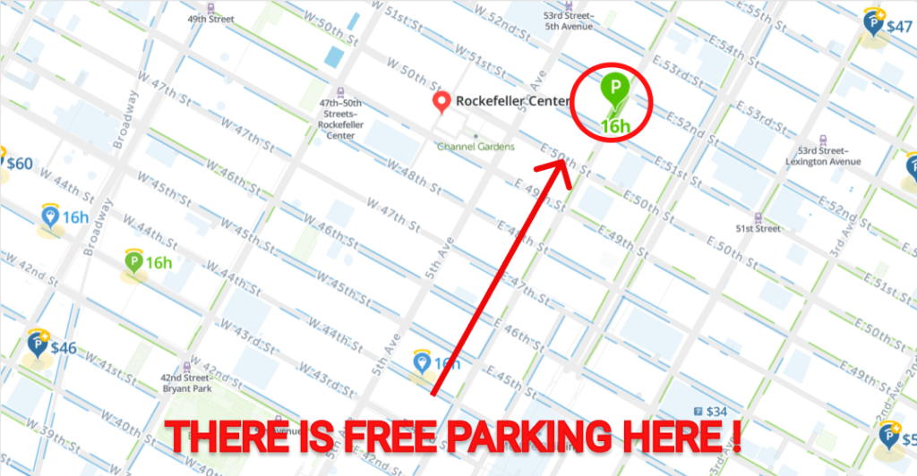 Rockefeller Center Free Parking Map