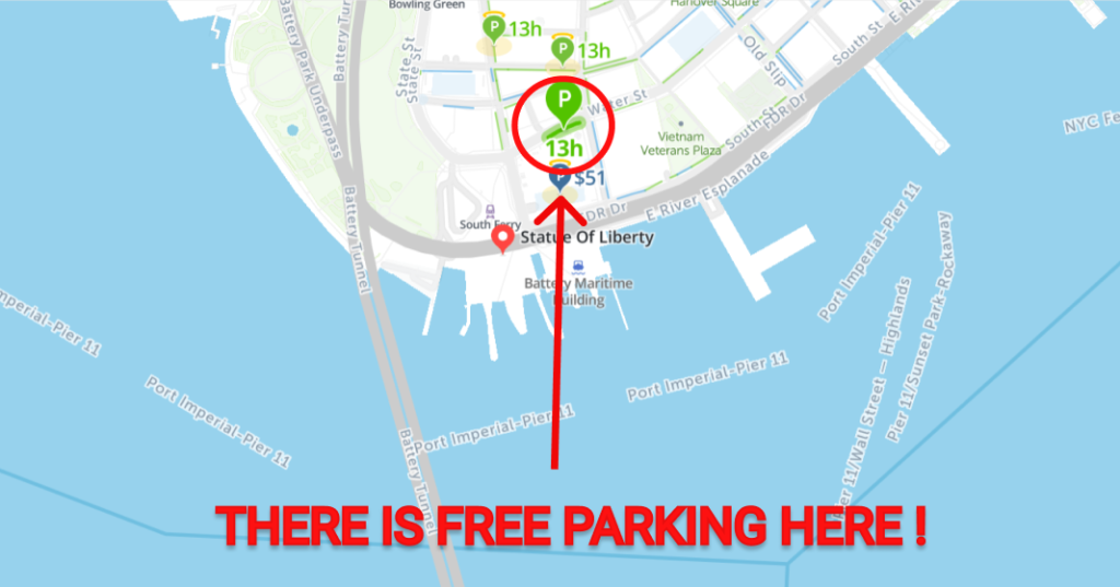 Statue Of Liberty Free Parking Map