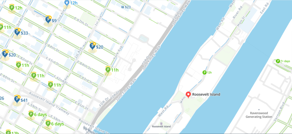 Roosevelt Island Parking Map