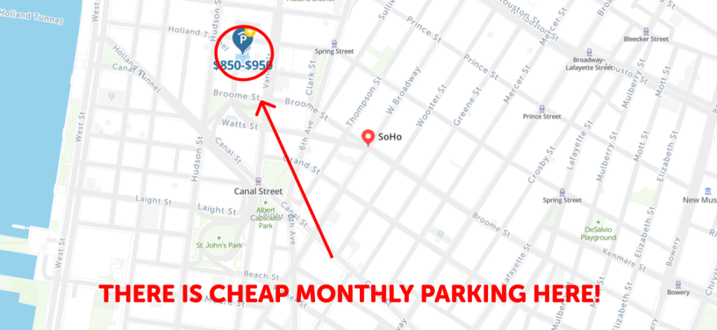 Soho Parking Monthly Map