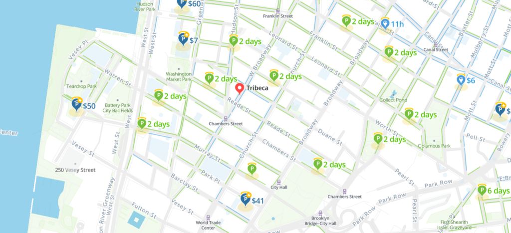 Tribeca Parking Map