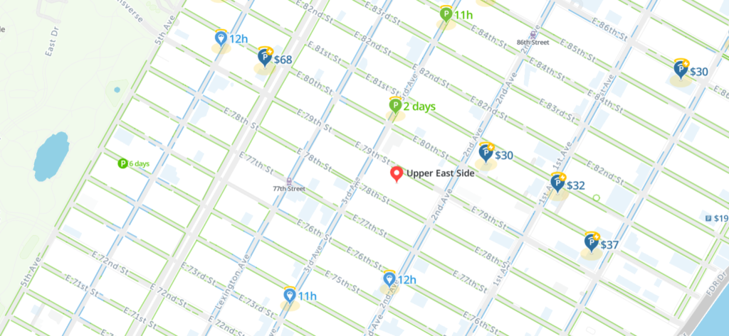 Upper East Side Parking Map