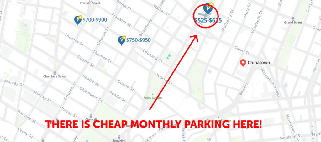 Chinatown Parking Monthly Map