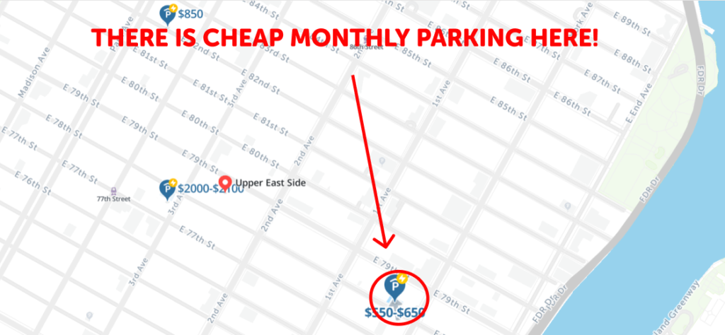 Upper East Side Parking Monthly Map
