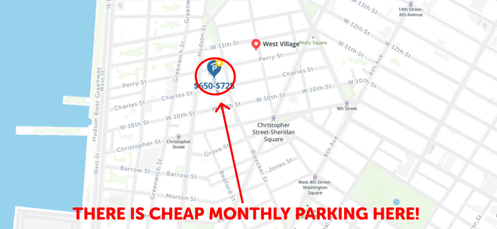 West Village Parking Monthly Map
