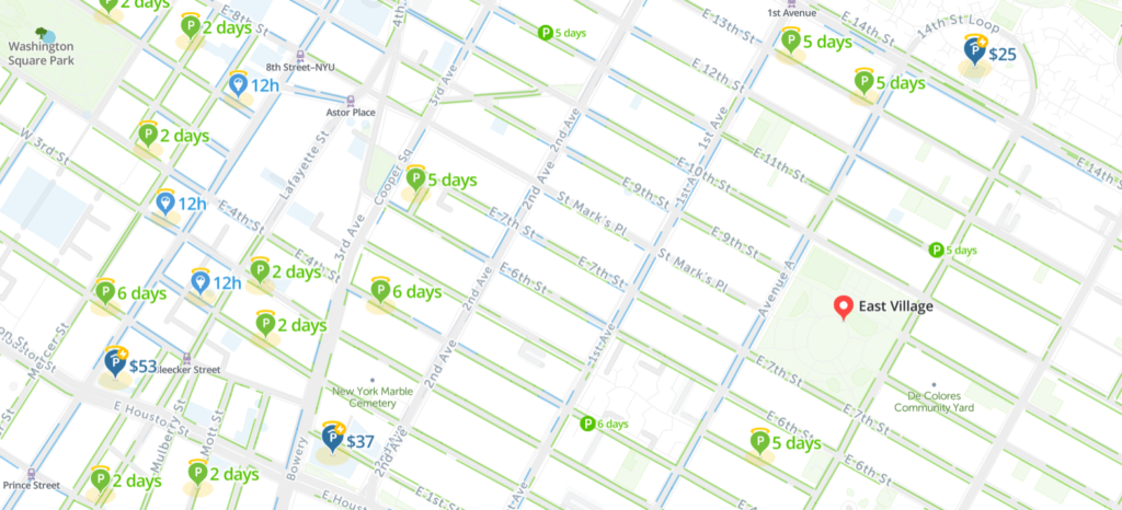 East Village Parking Map