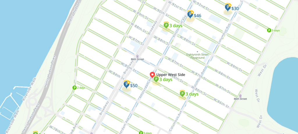 Upper West Side Parking Map