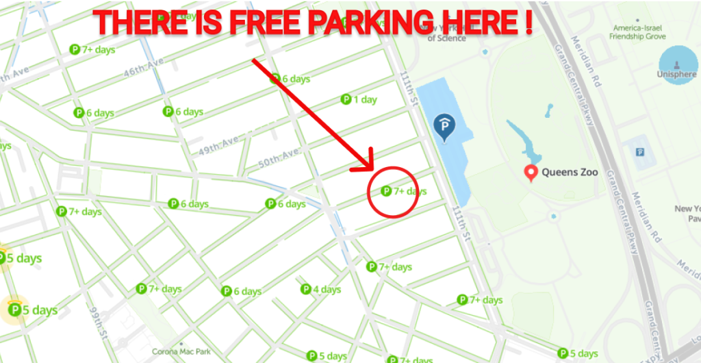 Queens Zoo Free Parking Map