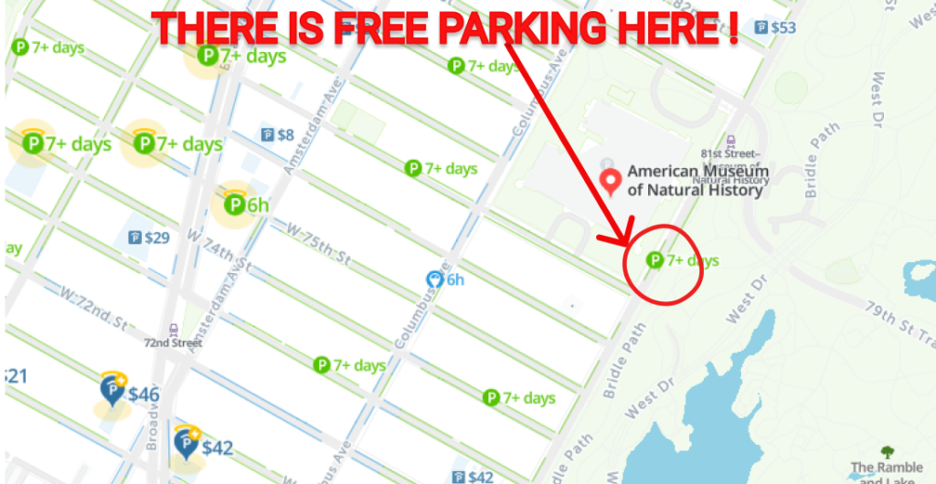 The American Museum Of Natural History Free Parking Map