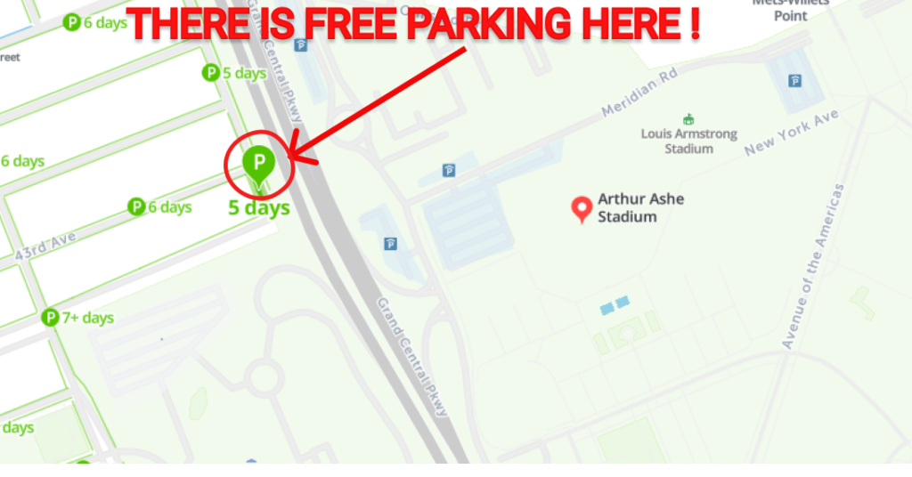 Arthur Ashe Stadium Free Parking Map