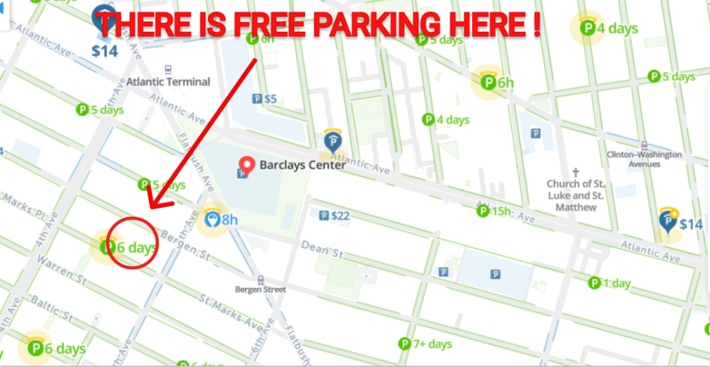 Barclays Center Free Parking Map