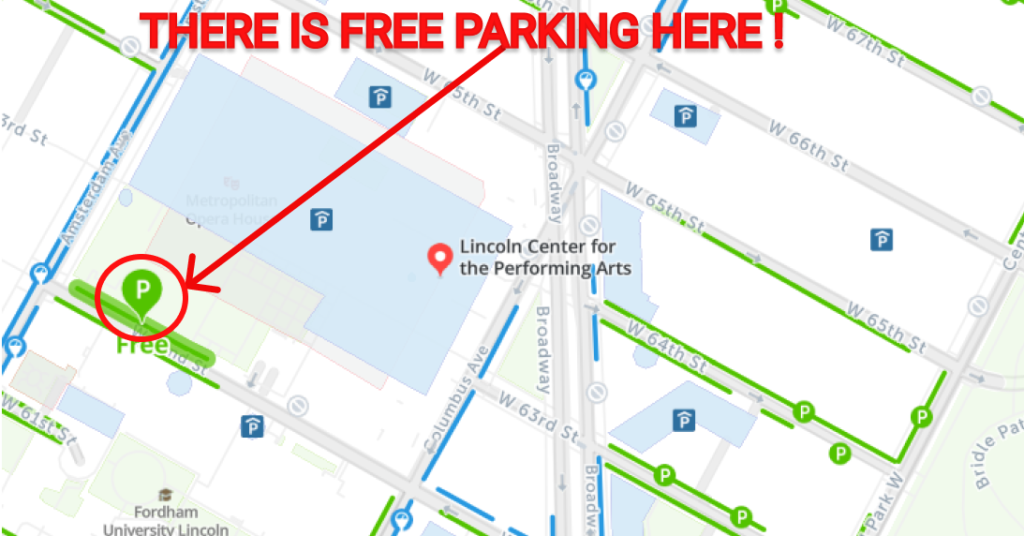 Lincoln Center Free Parking Map