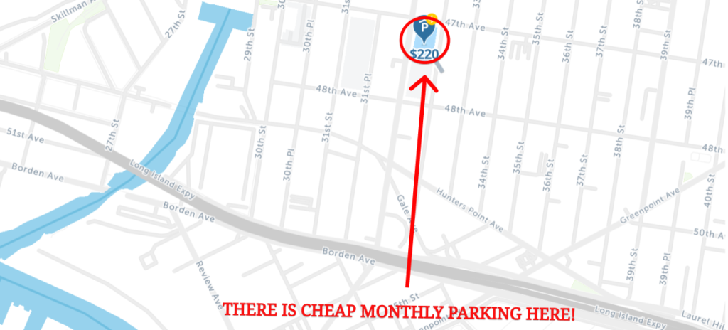 Long Island City Parking Monthly Map